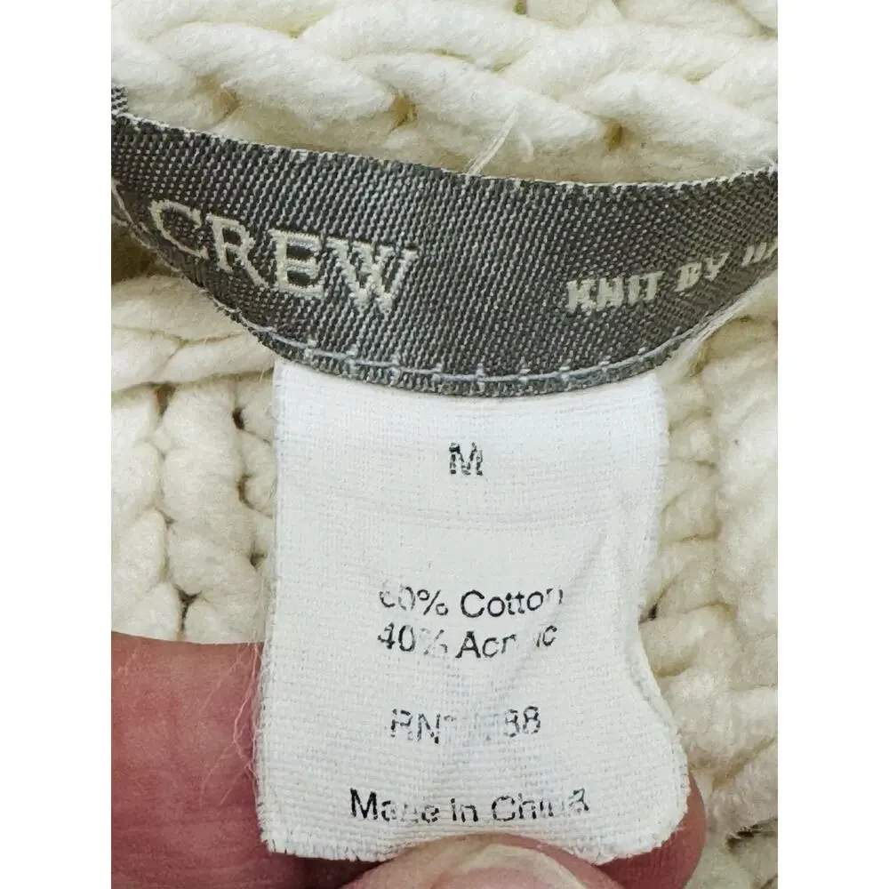J. CREW ‘KNIT BY HAND’ IVORY CHUNKY KNIT SWEATER SZ MEDIUM - Picture 3 of 9